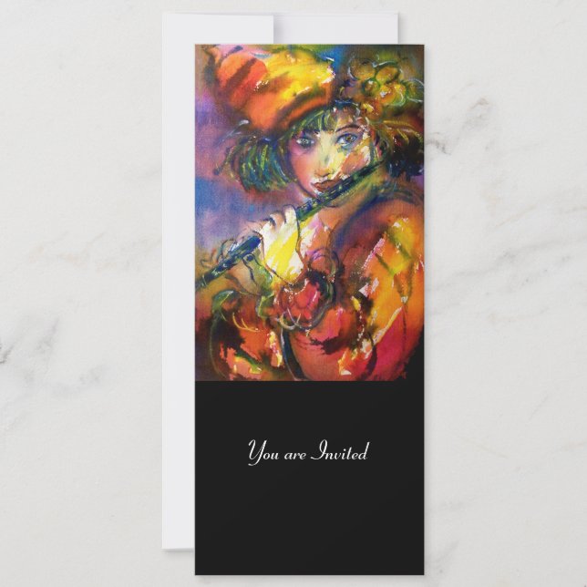 FLUTIST PORTRÄTT Masqueraprogrammet Party Inbjudningar (Framsida)