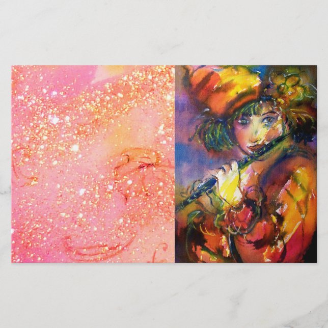 FLUTIST PORTRÄTT / Venetian maskerad / Brevpapper (Framsida)