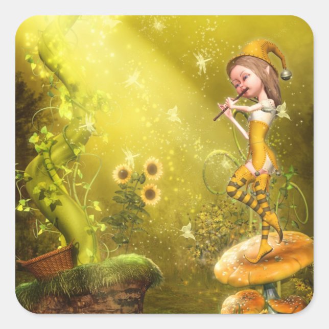 Flutistmärket Fyrkantigt Klistermärke (Framsida)