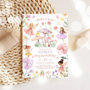 Flutter and Twirl Älva Första 1-årsdag Inbjudningar