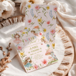 Flutter and Twirl Fairy Any Age Princess Birthday Inbjudningar