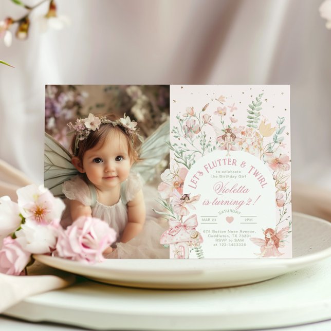 Flutter and Twirl Fairy princess Any Age BIrthday Inbjudningar (Skapare uppladdad)