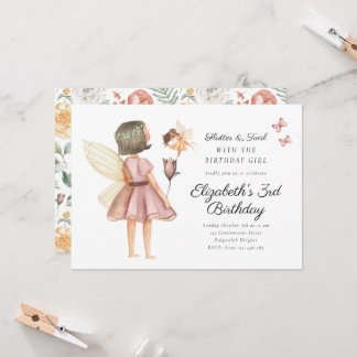 Flutter and Twirl Floral Fairy Birthday Party Inbjudningar