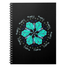 Flutter aqua blue butterfly mandala