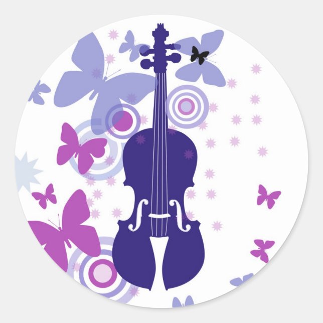 Flutter Fiddle Violin Stickers Runt Klistermärke (Framsida)