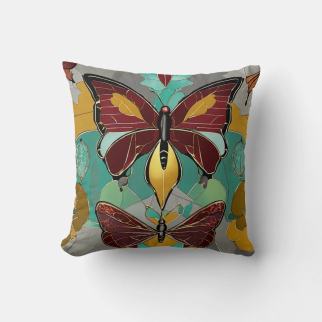 Flutter Mode: Whimsical Butterfly Tees" Kudde (Framsida)