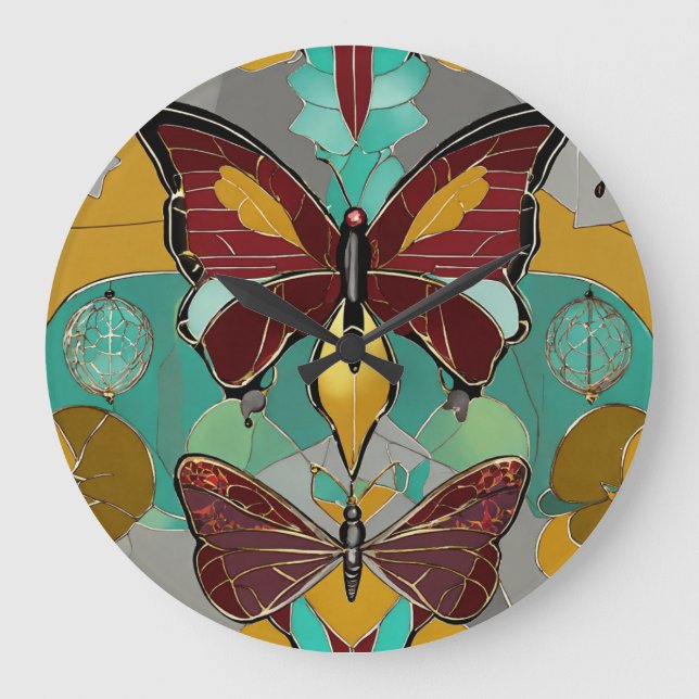 Flutter Mode: Whimsical Butterfly Tees" Stor Klocka (Framsida)