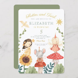 Flutter och twirl Enchanted Fairy Birthday Inbjudningar