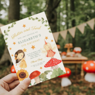 Flutter och twirl Enchanted Fairy Birthday Inbjudningar