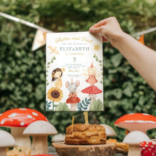 Flutter och twirl Enchanted Fairy Birthday Inbjudningar