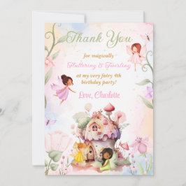 Flutter och Twirl Fairy Birthday Tack du Card Kort