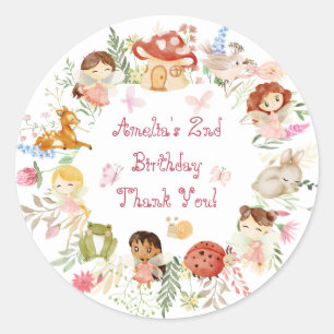 Flutter och Twirl Fairy Garden Birthday Tack Runt Klistermärke
