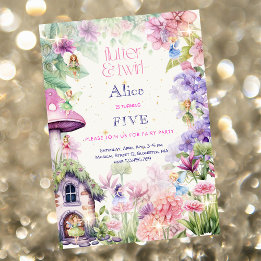 Flutter och twirl Fairy-trädgårdens vattenfärgföde Inbjudningar