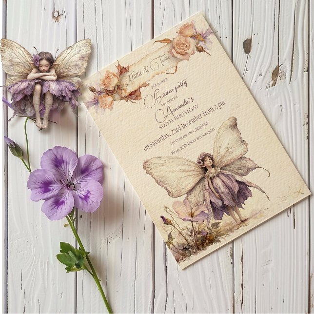 Flutter och Twirl Flower Fairy Girl Birthday Inbjudningar (Skapare uppladdad)