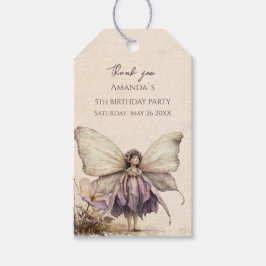 Flutter och Twirl Flower Fairy Girl Birthday Presentetikett