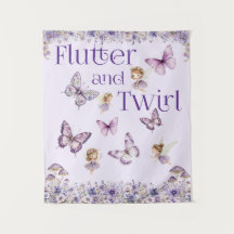 Flutter och Twirl Lila Fairy Party Backdroppe