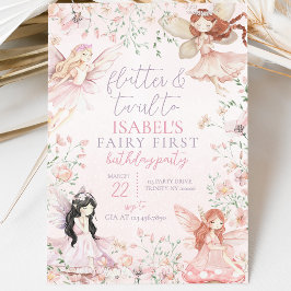 Flutter och Twirl Lille Änglabirthday Inbjudningar