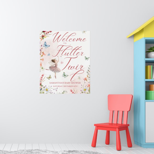 Flutter och Twirl Magiska Vingar Baby Shower Poster (Barnkammare 1)