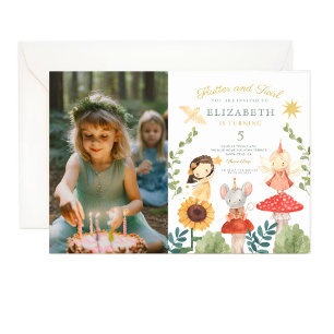 Flutter och twirl Photo Enchanted Fairy Birthday Inbjudningar