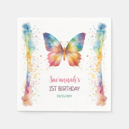 Flutter On Over Rainbow Butterfly 1st Birthday Pappersservett