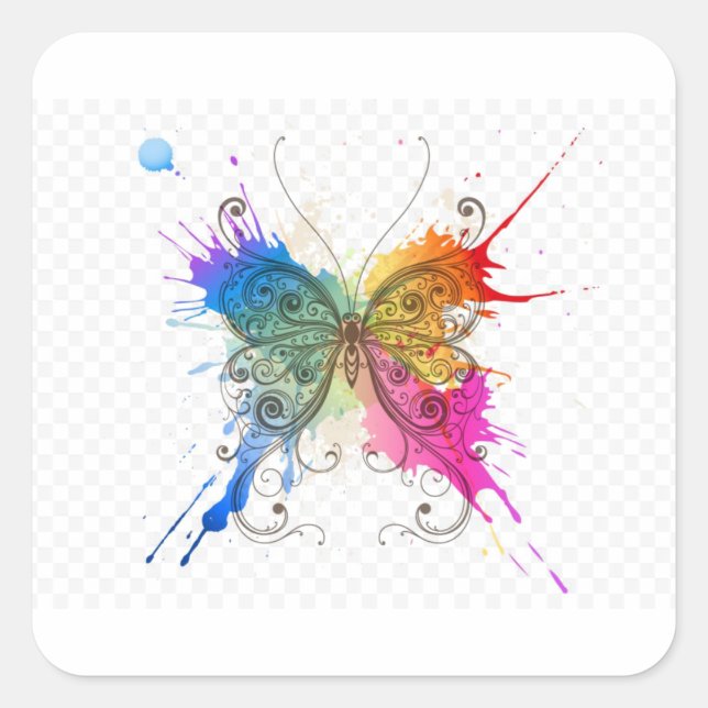 Flutter Palette Fyrkantigt Klistermärke (Framsida)