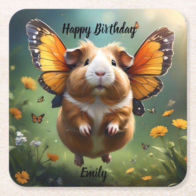 "Flutter Tassar: Guineas Gris tar flyget" Underlägg Papper Kvadrat (Framsidan)