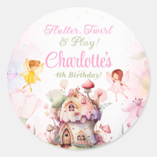 Flutter & Twirl Fairy Födelsedagsfest Label-etiket Runt Klistermärke