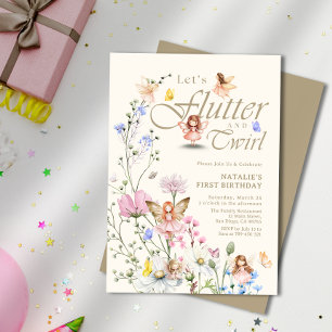Flutter & Twirl Forest Fairy Girl's First Birthday Inbjudningar