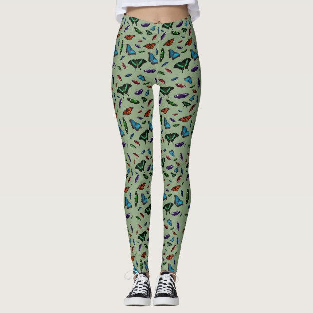 Flutterbies-läggings (Ljusgrön) Leggings (Framsida)