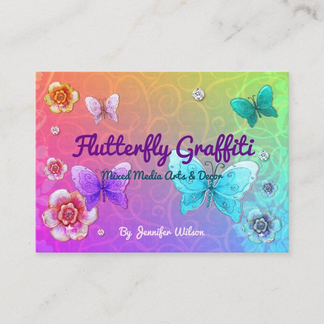 Flutterby Graffiti Jeweled ARTIST VENDOR SHOP Visitkort (Framsida)