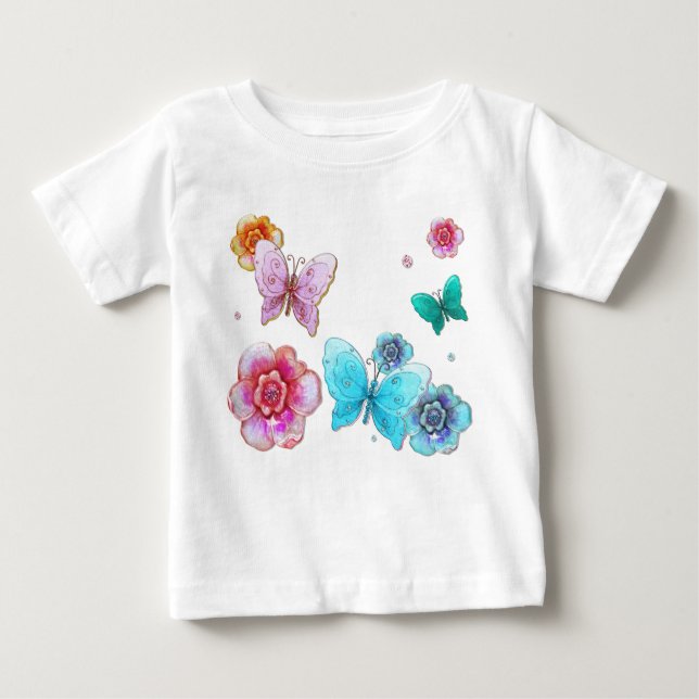 Flutterby Graffiti Jeweled for BABY T Shirt (Framsida)