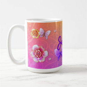 Flutterby Graffiti Jeweled PERSONLIG Kaffemugg