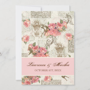 Flutterbyes 'n Ro Elegant bröllop - Rosa Inbjudningar