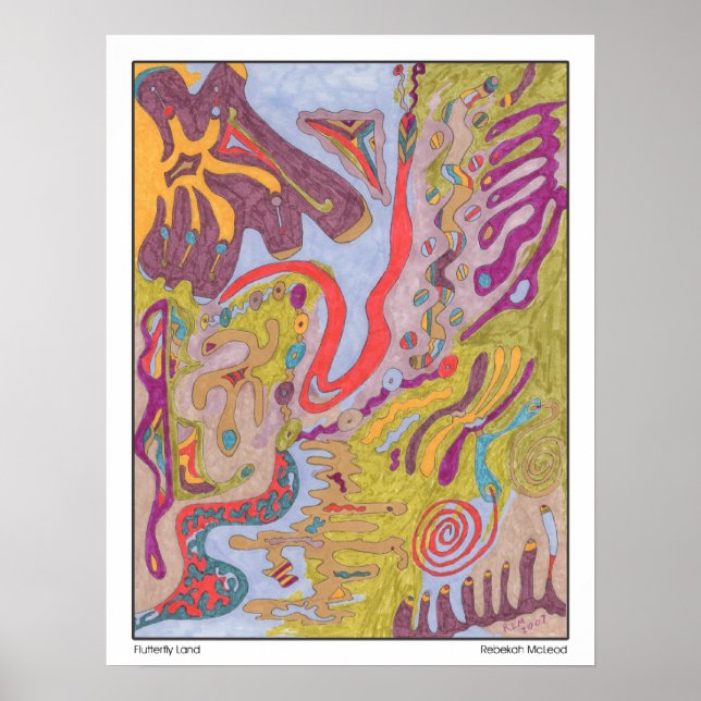 "Flutterflyland" Abstrakt Art Poster (Framsidan)