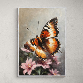 Fluttering Beauty: Butterfly på en färglös färg Poster