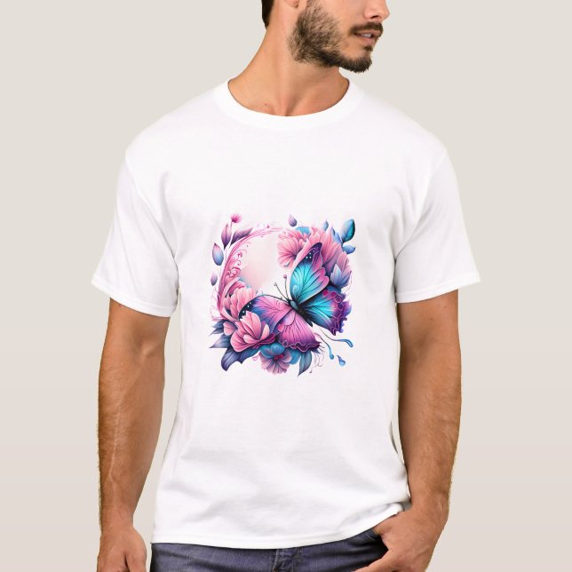 Fluttering Beauty Design T Shirt (Framsida)