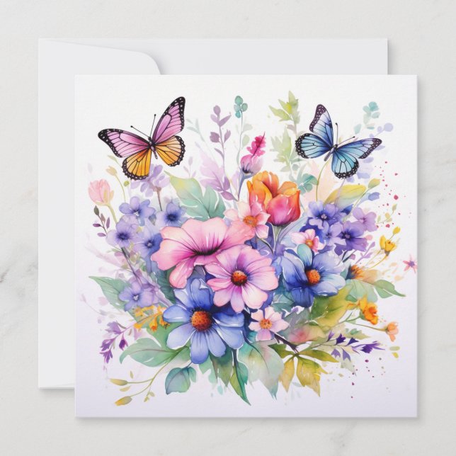 Fluttering Blooms: Förändrat Garden Birthday Card (Framsida)