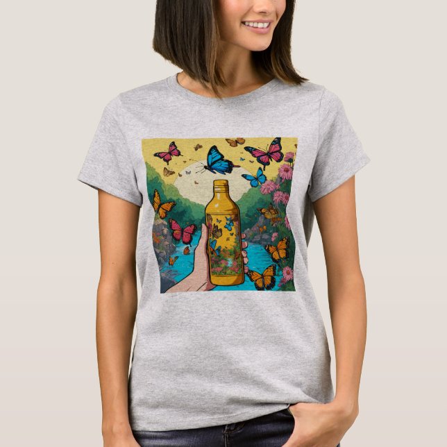 Fluttering Flora: Naturinspirerad T-Shirt-design T Shirt (Framsida)