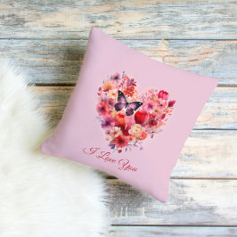 Fluttering Kärlek | Blommigt Heart | ANPASSNINGSBA Kudde