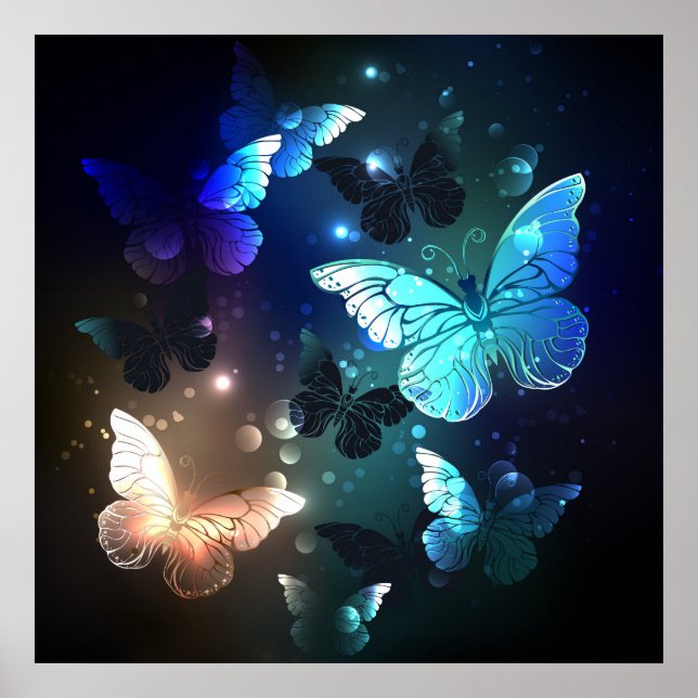 Fluttering Night Butterfly Poster (Framsidan)