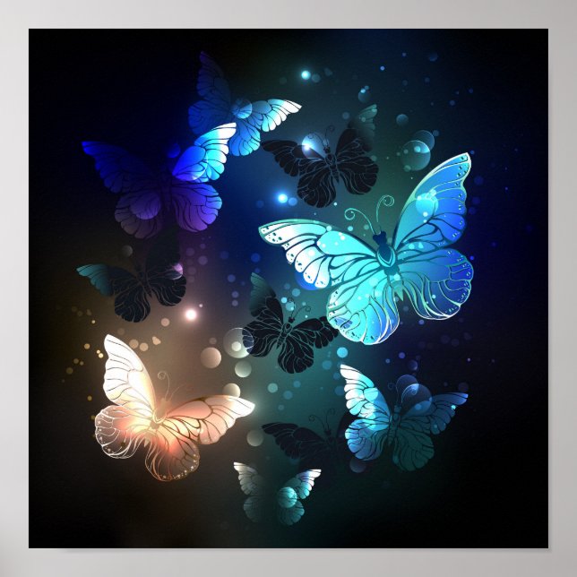 Fluttering Night Butterfly Poster (Framsidan)