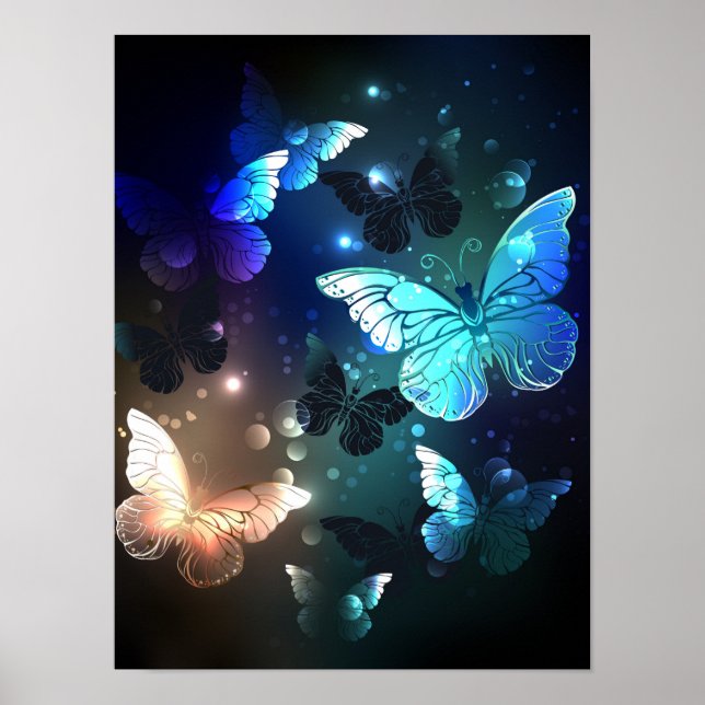 Fluttering Night Butterfly Poster (Framsidan)