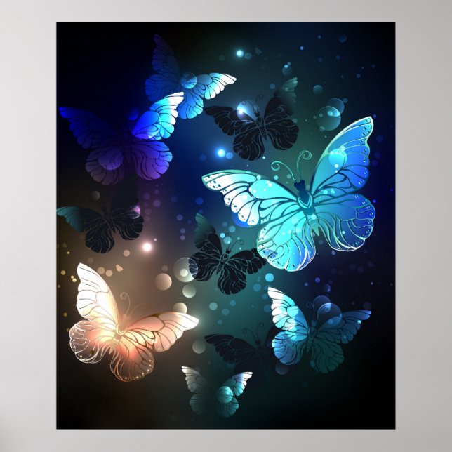 Fluttering Night Butterfly Poster (Framsidan)
