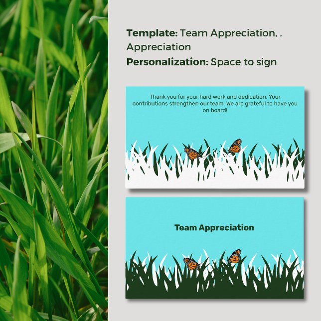 🦋 🌿 Fluttering-tack: Team Apprecision Gräsmatta  Visitkort (🦋🌿Fluttering Thanks: Team Appreciation Lawn Care Business Card Thank You Personalization Signature)