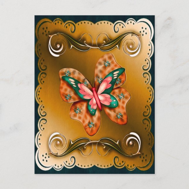Flutteringar Butterfly-borrade Vykort (Framsida)