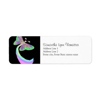 Fluttrande fjäril på svart av: Mendi Returadress Etikett