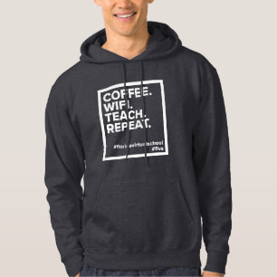 FLVS-kaffe. WiFi. Teach. Upprepa. Mörk Grått Hoo Hoodie