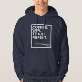 FLVS-kaffe. WiFi. Teach. Upprepa. Navy Hoodie
