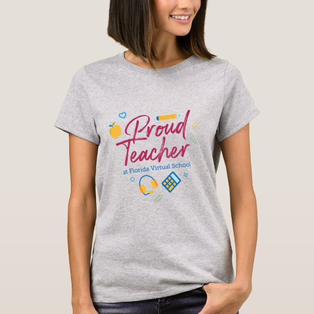 FLVS Proud Teacher Women's T-Shirt (Grått) (Framsida)