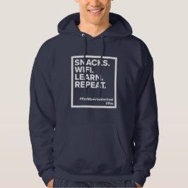FLVS Snacks. Wifi. Lär dig. Upprepa. Navy Hoodie